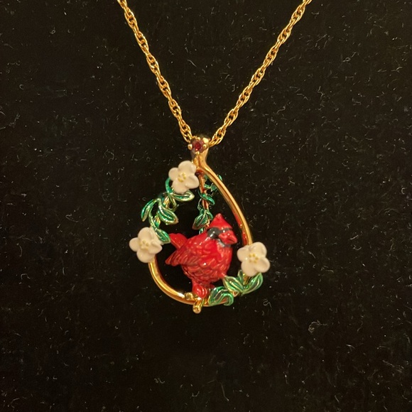 The Bradford Exchange Heaven’s Beauty Cardinal Gold Plated Garnet Necklace - Picture 2 of 4